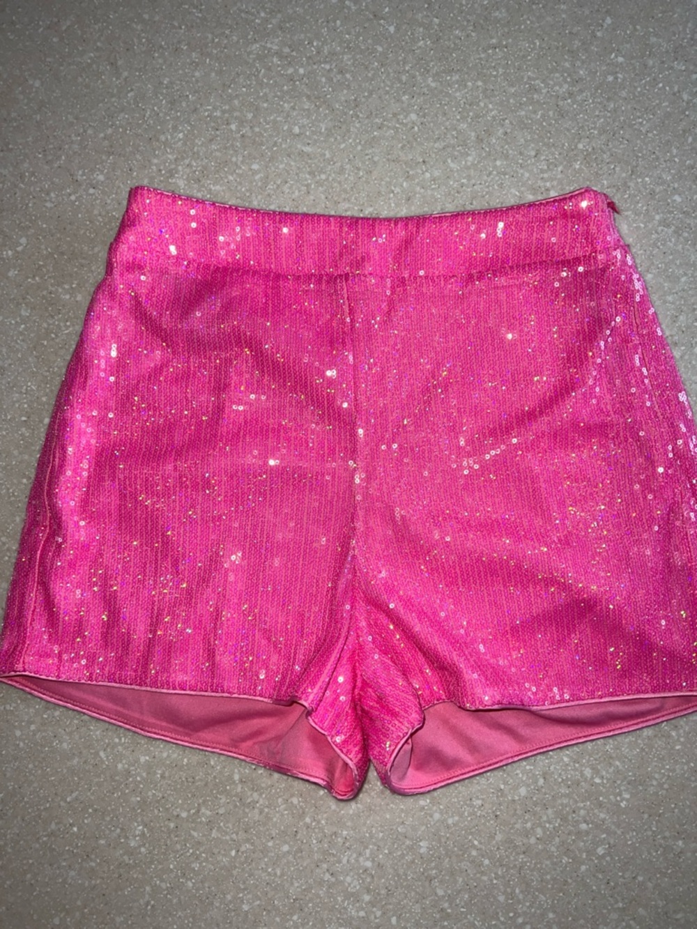 Missguided Hot Pink Sequin High-Waist Shorts